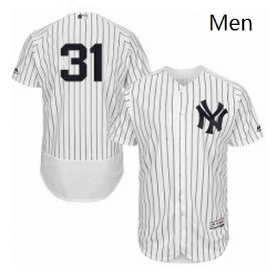 Mens Majestic New York Yankees 31 Aaron Hicks WhiteNavy Flexbase Authentic Collection MLB Jersey